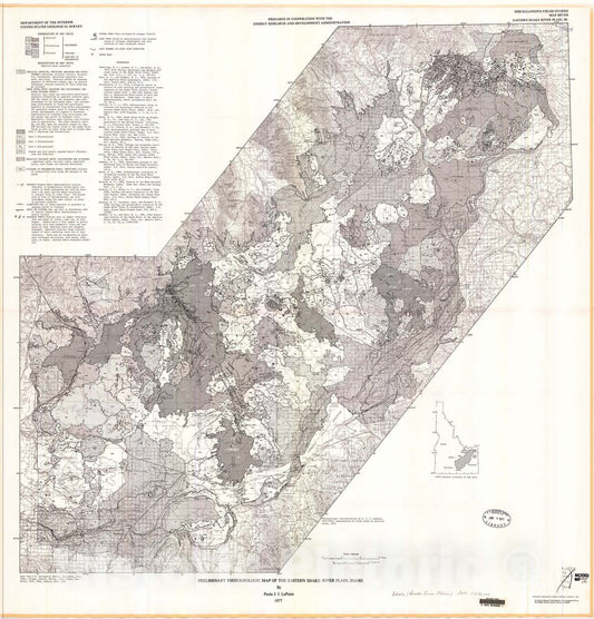 Map : Preliminary photogeologic map of the eastern Snake River Plain, Idaho, 1977 Cartography Wall Art :