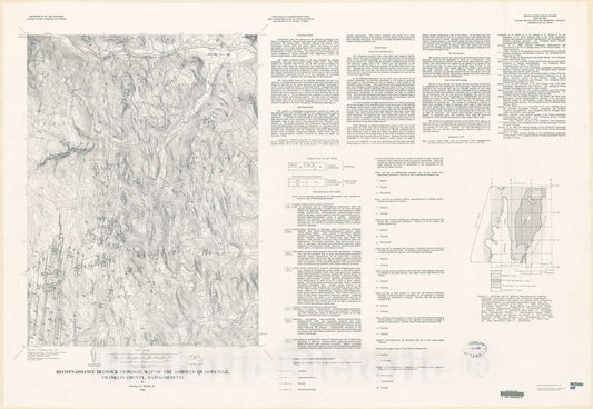 Map : Reconnaissance bedrock geologic map of the Ashfield quadrangle, Franklin County, Massachusetts, 1981 Cartography Wall Art :