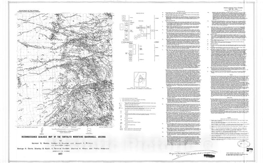 Map : Reconnaissance geologic map of the Tortolita Mountains quadrangle, Arizona, 1977 Cartography Wall Art :