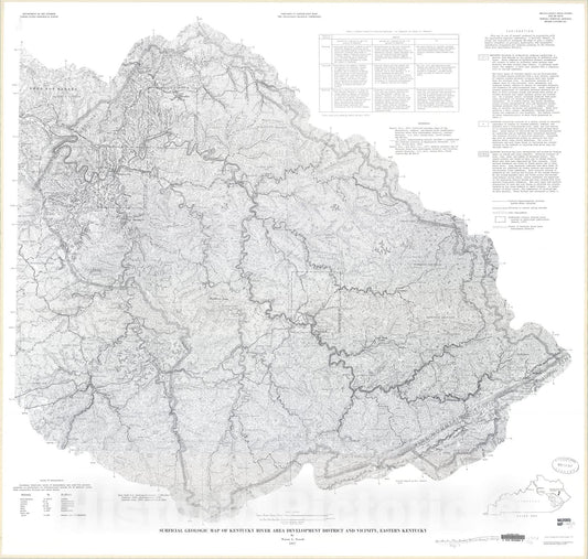 Map : Surficial geologic map of Kentucky River Area Development District and vicinity, eastern Kentucky, 1977 Cartography Wall Art :