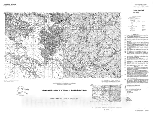 Map : Reconnaissance geologic map of the Big Delta A-2 and A-3 quadrangles, Alaska, 1977 Cartography Wall Art :