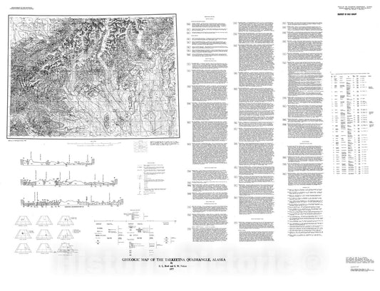 Map : Geologic map of the Talkeetna quadrangle, Alaska, 1977 Cartography Wall Art :