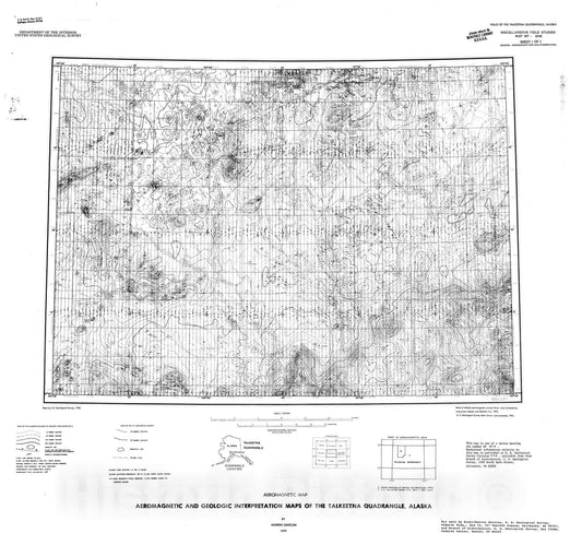 Map : Aeromagnetic and geologic interpretation maps of the Talkeetna quadrangle, Alaska, 1979 Cartography Wall Art :