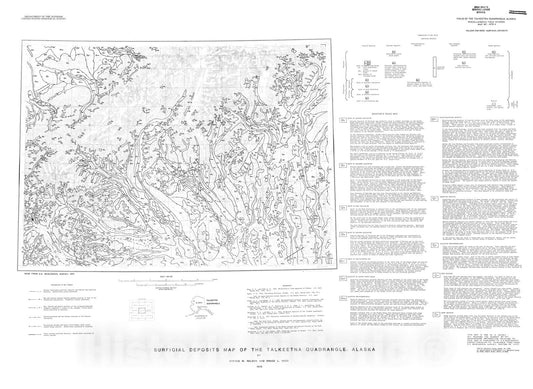 Map : Surficial deposits map of the Talkeetna quadrangle, Alaska, 1978 Cartography Wall Art :