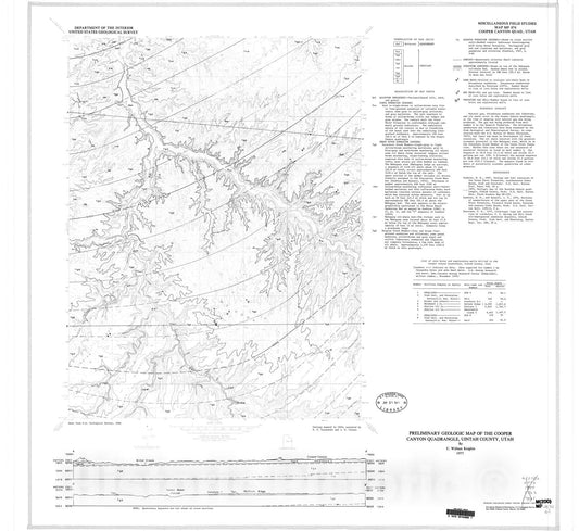 Map : Preliminary geologic map of the Cooper Canyon quadrangle, Uintah County, Utah, 1977 Cartography Wall Art :