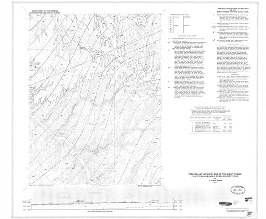 Map : Preliminary geologic map of the Burnt Timber Canyon quadrangle, Uintah County, Utah, 1977 Cartography Wall Art :