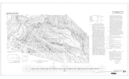 Map : Geologic map of the northeastern part of the Espanola Basin, New Mexico, showing the Cejita Member (new name) of the Tesuque Formation, 1977 Cartography Wall Art :