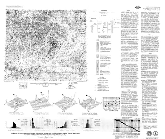 Map : Geochemical and generalized geologic map showing distribution and abundance of barium, arsenic, boron, 1978 Cartography Wall Art :