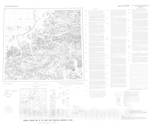 Map : Bedrock geologic map of the Philip Smith Mountains quadrangle, Alaska, 1979 Cartography Wall Art :