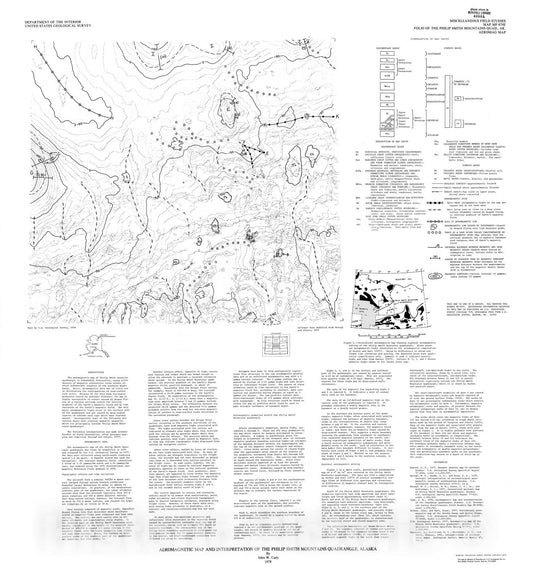 Map : Aeromagnetic map and interpretation of the Philip Smith Mountains quadrangle, Alaska, 1978 Cartography Wall Art :