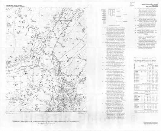 Map : Preliminary geologic map of the Erie quadrangle, Boulder, Weld, and Adams Counties, Colorado, 1977 Cartography Wall Art :