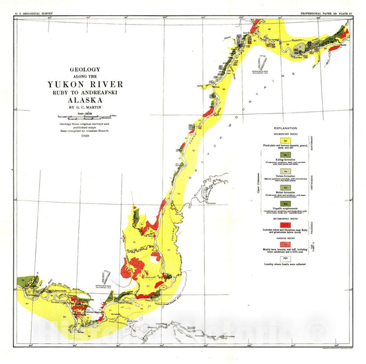 Map : The Upper Cretaceous floras of Alaska with a description of the plant-bearing beds, 1930 Cartography Wall Art :