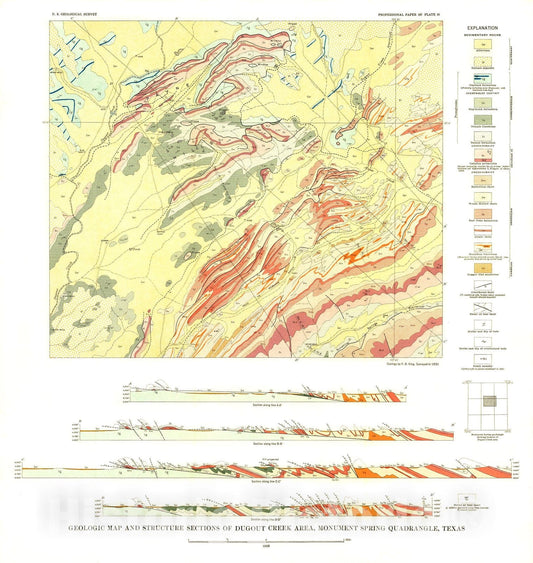 Map : Geology of the Marathon region, Texas, 1937 Cartography Wall Art :