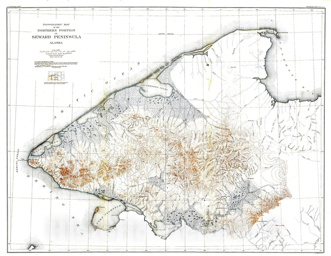 Map : A reconnaissance of the northwestern portion of Seward Peninsula, Alaska, 1902 Cartography Wall Art :