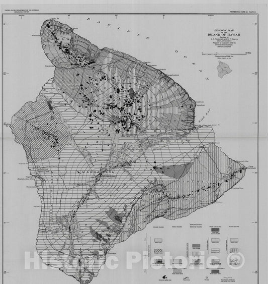 Map : Petrography of the island of Hawaii, 1953 Cartography Wall Art :