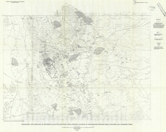 Map : Geology of the southern Guadalupe Mountains, Texas, 1948 Cartography Wall Art :