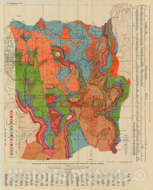 Map : Geology and ore deposits of the west slope of the Mosquito Range, 1953 Cartography Wall Art :