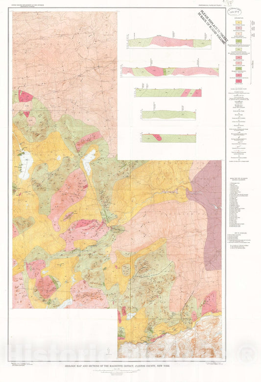 Map : Geology of Clinton County magnetite district, New York, 1952 Cartography Wall Art :