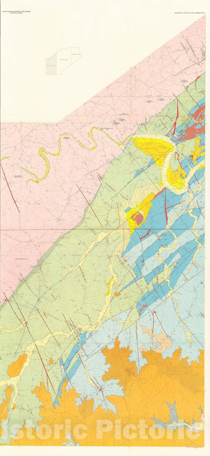 Map : Geology of the Deep River coal field, North Carolina, 1955 Cartography Wall Art :
