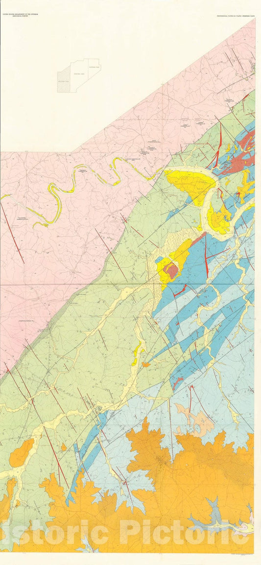 Map : Geology of the Deep River coal field, North Carolina, 1955 Cartography Wall Art :