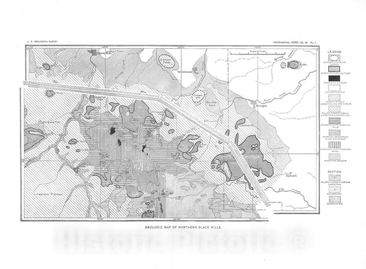Map : Economic resources of the northern Black Hills, 1904 Cartography Wall Art :