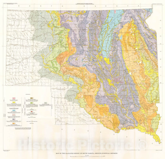 Map : Pleistocene geology of eastern South Dakota, 1955 Cartography Wall Art :