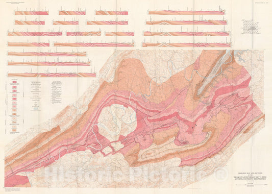 Map : Stratigraphy of the Mascot-Jefferson City zinc district, Tennessee, 1956 Cartography Wall Art :