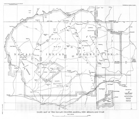 Map : Stratigraphy of the uppermost Triassic and Jurassic rocks of the Navajo country, 1957 Cartography Wall Art :
