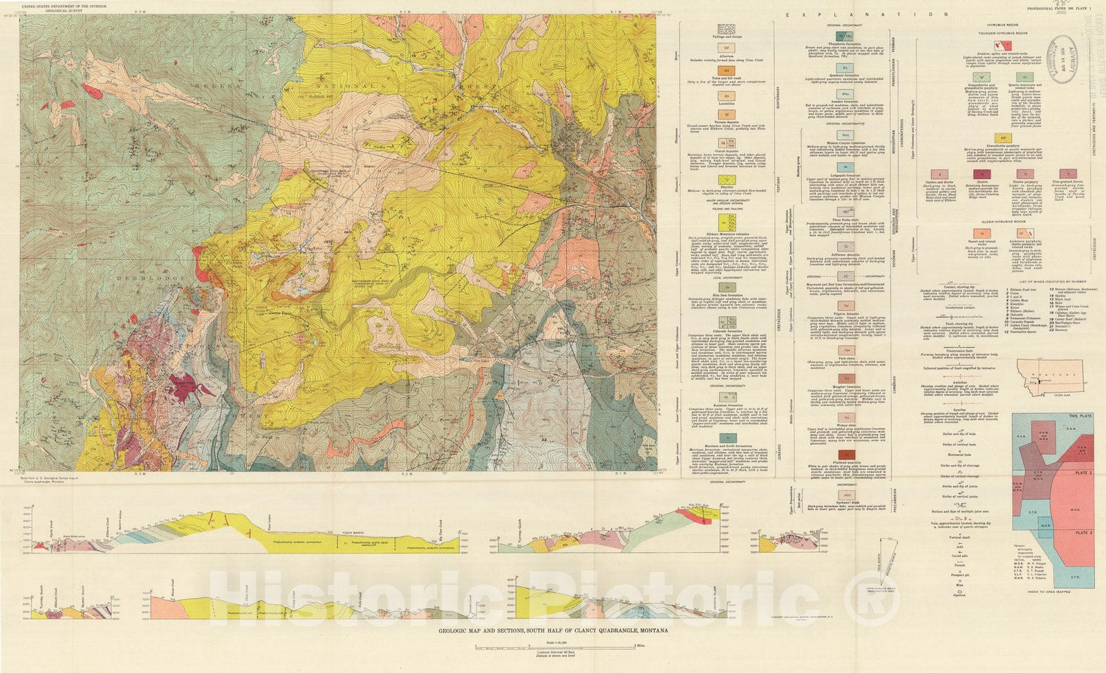 Map : Geology of the southern Elkhorn Mountains, Jefferson and Broadwater Counties, Montana, 1957 Cartography Wall Art :