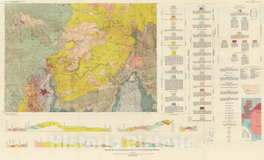 Map : Geology of the southern Elkhorn Mountains, Jefferson and Broadwater Counties, Montana, 1957 Cartography Wall Art :