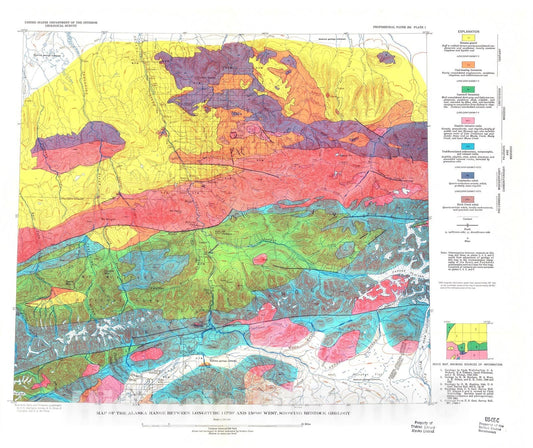 Map : Quaternary geology of the Nenana River Valley and adjacent parts of the Alaska Range, 1958 Cartography Wall Art :