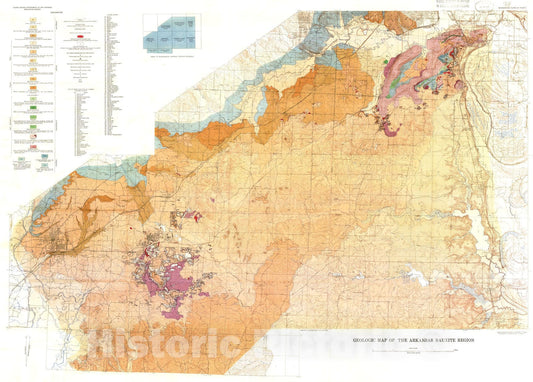 Map : Geology of the Arkansas bauxite region, 1958 Cartography Wall Art :