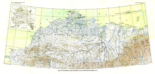 Map : Exploration of Naval Petroleum Reserve No. four and adjacent areas, northern Alaska, 19fourfour-53, Part 1, history of the exploration, 1958 Cartography Wall Art :