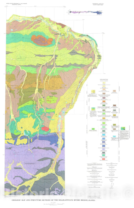 Map : Geology of the Killik-Etivluk Rivers region, Alaska, 1964 Cartography Wall Art :