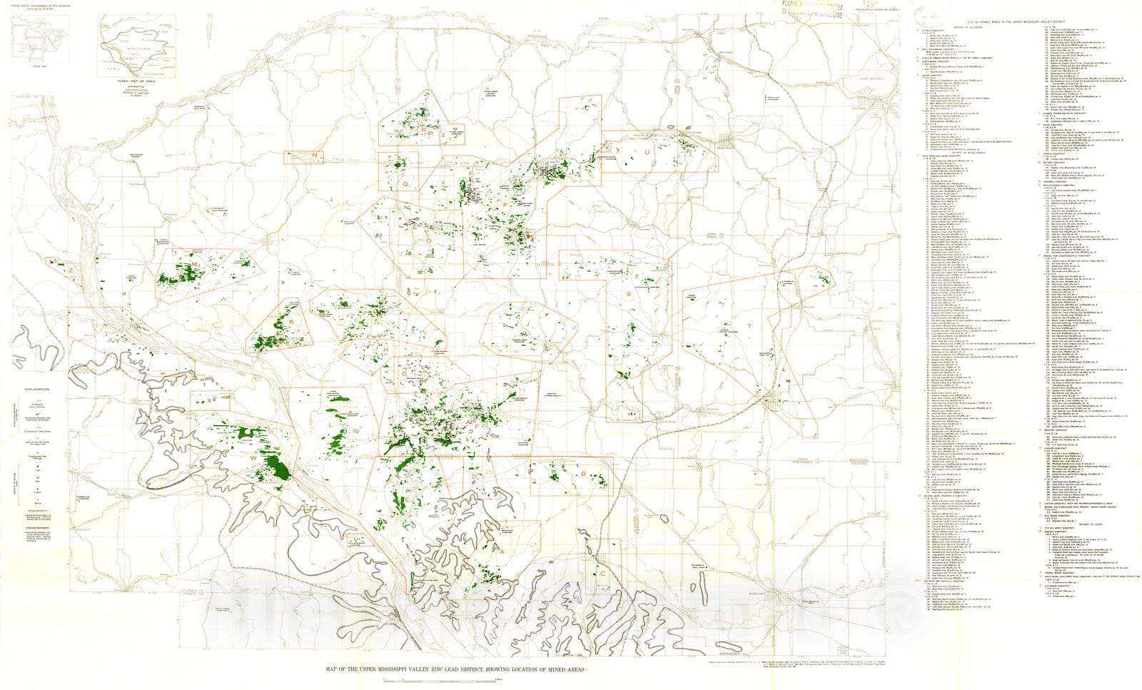 Map : The geology of the Upper Mississippi Valley zinc-lead district, 1959 Cartography Wall Art :