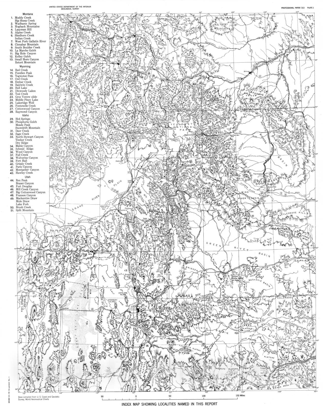 Map : The Phosphoria, Park City, and Shedhorn Formations in the western phosphate field, 1959 Cartography Wall Art :