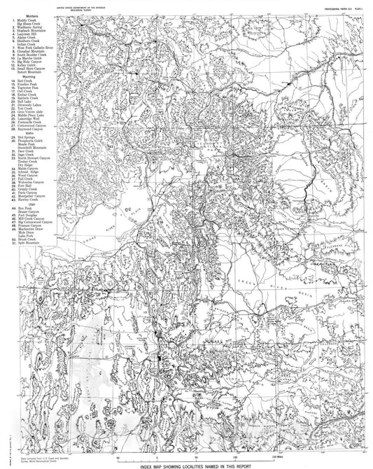 Map : The Phosphoria, Park City, and Shedhorn Formations in the western phosphate field, 1959 Cartography Wall Art :