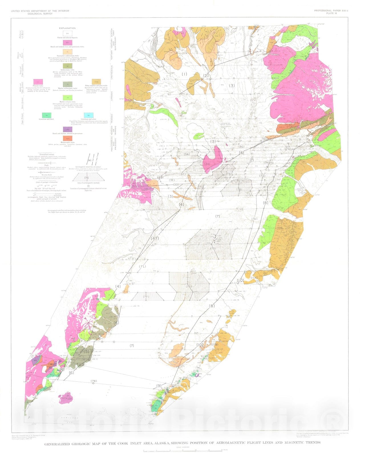 Map : An aeromagnetic reconnaissance of the Cook Inlet area, Alaska, 1963 Cartography Wall Art :