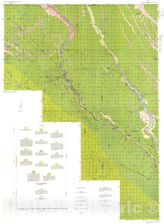 Map : Geology of the Souris River area, North Dakota, 1960 Cartography Wall Art :