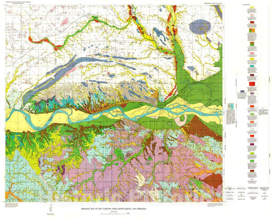 Map : Geology of the Yankton area, South Dakota and Nebraska, 1960 Cartography Wall Art :