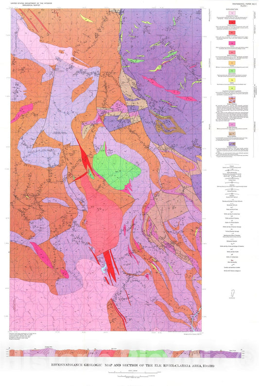 Map : Metamorphism of the Belt Series in the Elk River-Clarkia area, Idaho, 1963 Cartography Wall Art :
