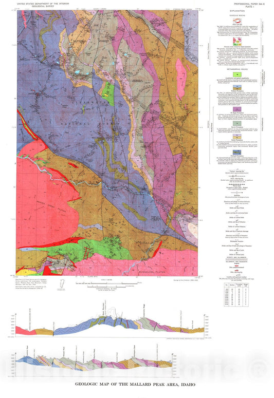 Map : Belt Series in the region around Snow Peak and Mallard Peak, Idaho, 1968 Cartography Wall Art :