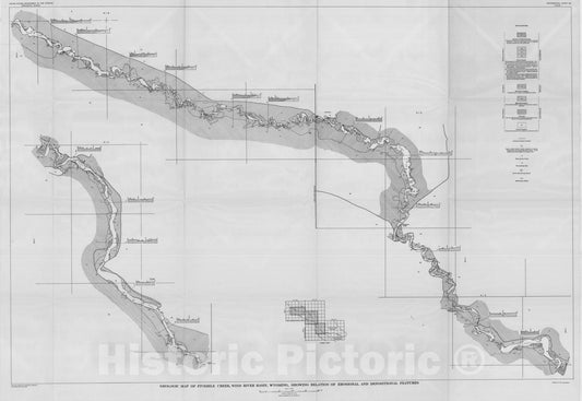 Map : Recent sedimentation and erosional history of Fivemile Creek, Fremont County, Wyoming, 1960 Cartography Wall Art :
