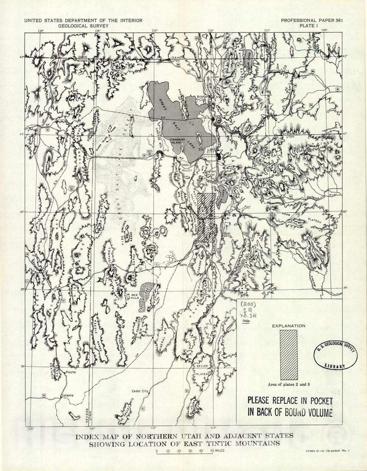 Map : Stratigraphy of the East Tintic Mountains, Utah, with a section on Quaternary deposits, 1961 Cartography Wall Art :