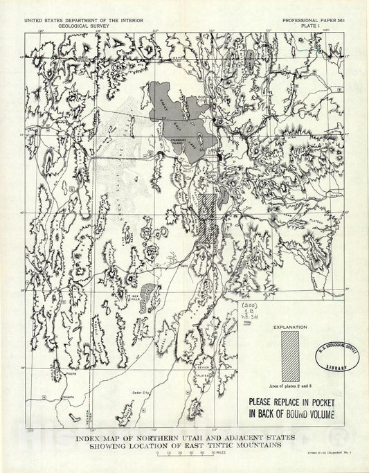 Map : Stratigraphy of the East Tintic Mountains, Utah, with a section on Quaternary deposits, 1961 Cartography Wall Art :