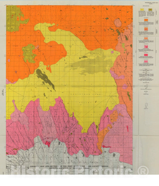 Map : Geologic factors that control the occurrence and availability of ground water in the Fort Rock Basin, Lake County, Oregon, 1964 Cartography Wall Art :