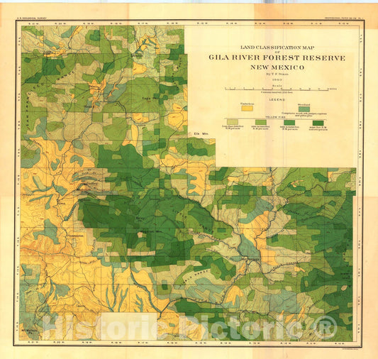 Map : Forest conditions in the Gila River Forest Reserve, New Mexico, 1905 Cartography Wall Art :