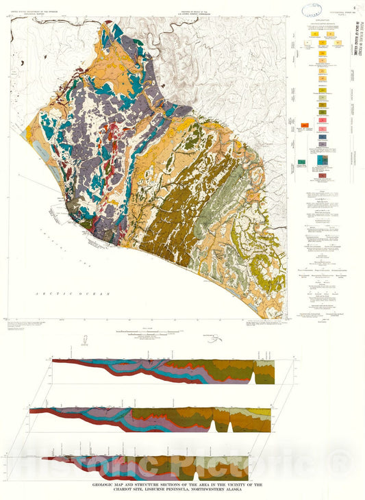 Map : Areal geology in the vicinity of the Chariot site, Lisburne Peninsula, northwestern Alaska, 1967 Cartography Wall Art :