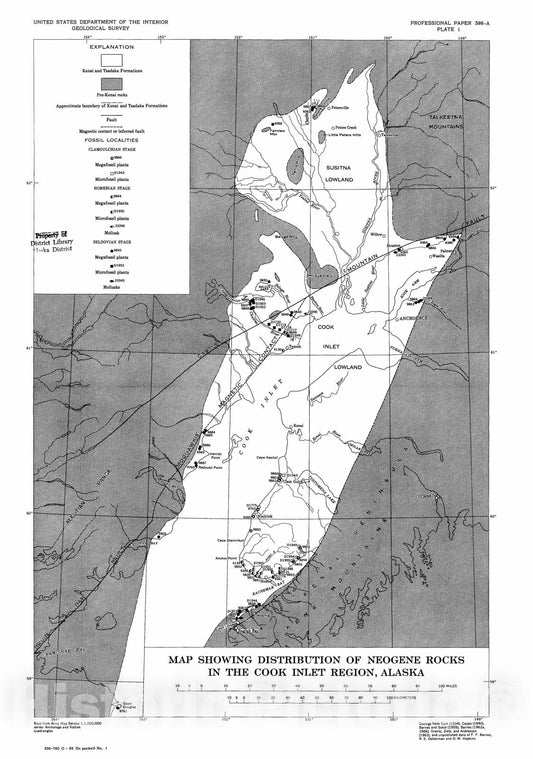 Map : Tertiary stratigraphy and paleobotany of the Cook-Inlet region, Alaska, 1966 Cartography Wall Art :