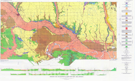 Map : Geology of the Fort Peck area, Garfield, McCone, and Valley Counties, Montana, 1964 Cartography Wall Art :